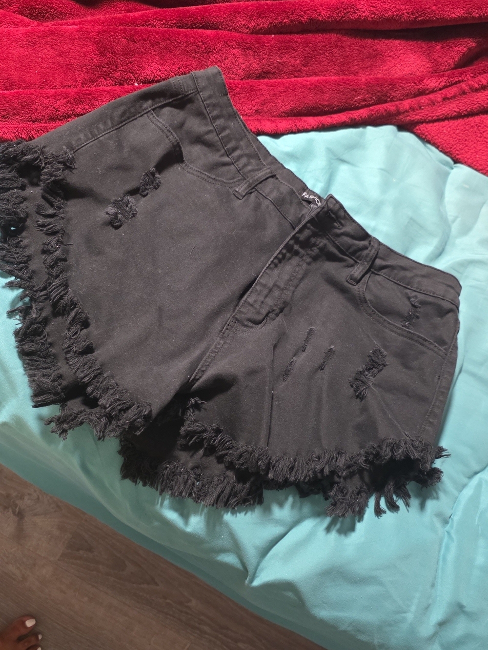 Black Frayed Hem Women’s Denim Shorts